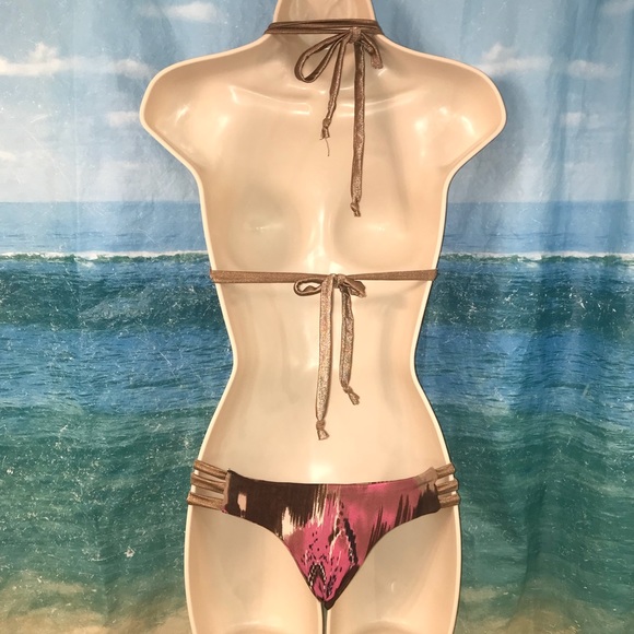 EUC 💜 Pink + Brown Swim Bikini - Picture 2 of 7